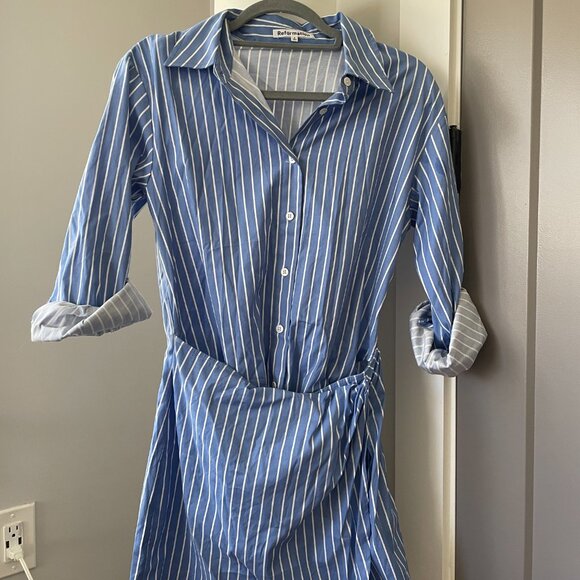 Reformation Weston Dress Tribune Stripe - Size 0 - Picture 2 of 4